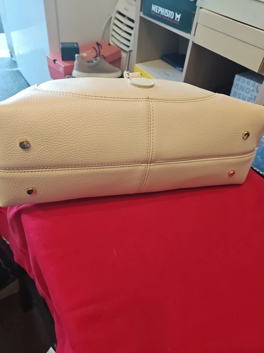 Martina Galanti Cream Leather Shoulder Tote